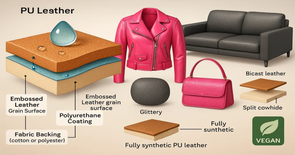 pu leather cross section diagram